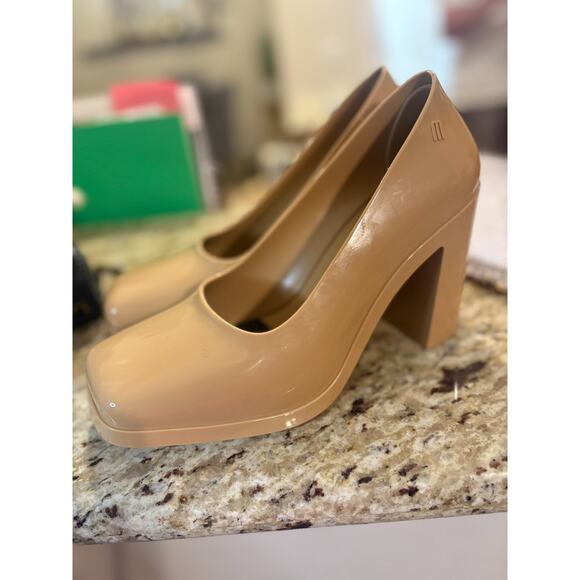 Melissa Shift Block-Heel Pumps Tan Size 8 - Picture 6 of 8